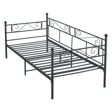 Eenpersoons slaapbank of 3-zitsbank Kerava 90x200 zwart, Huis en Inrichting, Slaapkamer | Bedden, Verzenden, Nieuw