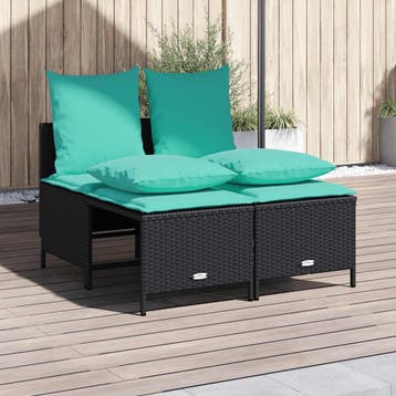vidaXL 4-delige tuinbankset met kussens, zwart polyrotan, Verzenden, Nieuw, 4 zitplaatsen