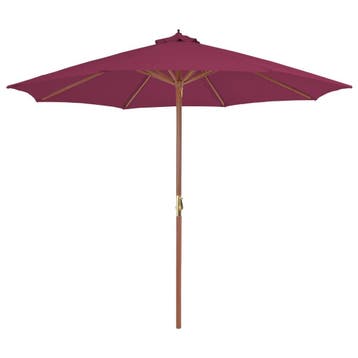 vidaXL Parasol met houten paal 300 cm bordeauxrood, Verzenden, Nieuw, 3 tot 4 meter