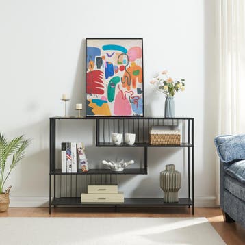 Console tafel Oxelösund 120x33x80 cm zwart [en.casa], Huis en Inrichting, Verzenden, Nieuw