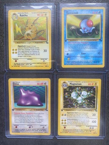 Pokémon - 4 Card - Raichu, Magneton, Ditto, Tentacool 14/62, Nieuw