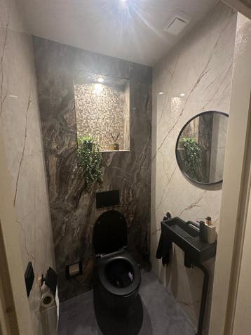 complete toilet renovatie, bouwen hangtoilet, Garantie, Spachtelputz