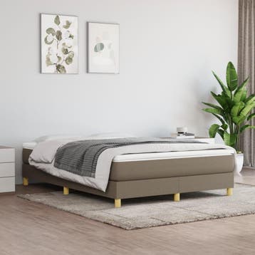 vidaXL Boxspring met matras stof taupe 140x190 cm, Verzenden, Stof, Nieuw, Tweepersoons
