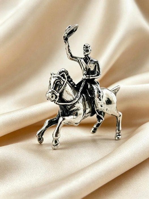 Figuur - Caballero en caballo plata - Zilver, Antiek en Kunst, Antiek | Goud en Zilver