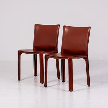 Cassina - Mario Bellini - Stoel (2) - Cab 412 - Staal, Leder