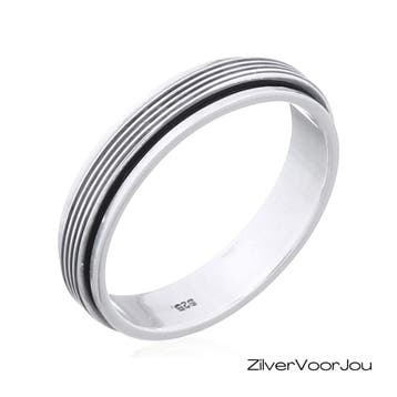 Zilveren Spinner Ring lines Design, Verzenden, Nieuw, Zilver
