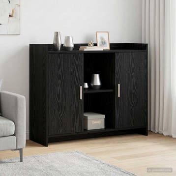 vidaXL Dressoir Black Oak 98,5 x 33 x 80 cm Bewerkt hout, Verzenden, Nieuw, Overige houtsoorten, Minder dan 50 cm