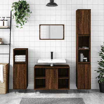 vidaXL Badkamerkast 80x33x60 cm bewerkt hout bruin, Verzenden, Nieuw