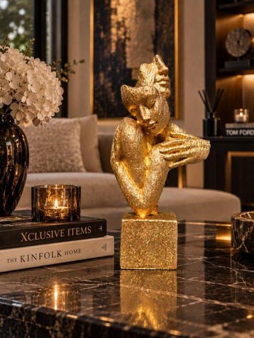 Beeld, Love Couple - Shiny Gold - 31 cm - Hars - 2026