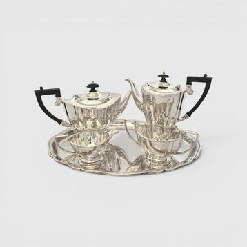 EPNS - Koffie- en theeservies - model Chippendale -, Antiek en Kunst