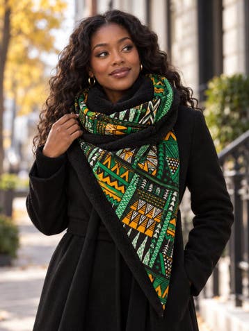 Warme Sjaal met Afrikaanse print Unisex - Groen Emerald Spir, Kleding | Dames, Ophalen of Verzenden, Nieuw