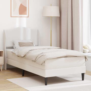 vidaXL Bedframe met hoofdeinde Wit 100 x 200 cm Kunstleer, Overige materialen, Eenpersoons, Verzenden, Wit