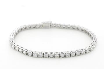 5,1 CT Diamanten Tennisarmband 18 Karaat Witgoud 17,5 cm, Nieuw, Ophalen of Verzenden, Met edelsteen, Goud