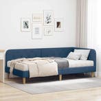 vidaXL Hoekbedframe Blauw 90 x 190 cm Stof, Verzenden, Nieuw, Blauw, Stof