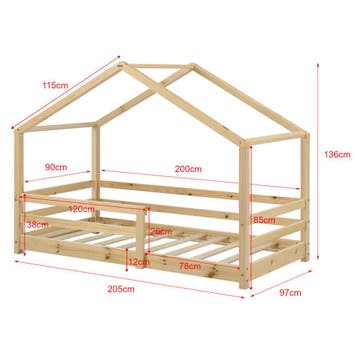 [en.casa] Kinderbed Knätten met uitvalbeveiliging 90x200 cm, Verzenden, Nieuw