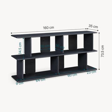 Wandrek Gäljami staand rek laag boekenkast 160x35x74 cm zwar, Huis en Inrichting, Kasten | Boekenkasten, Verzenden, Nieuw