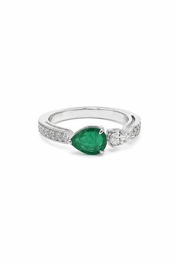 Ring - 14 karaat Witgoud - 1.85ct. tw. Smaragd - Diamant, Nieuw