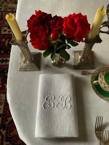 6 samask linnen servetten uit de vroege 20e eeuw met de
