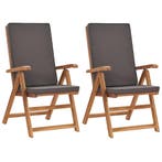 vidaXL Tuinstoelen 2 st verstelbaar kussens verstelbaar, Verzenden, Nieuw, Teakhout