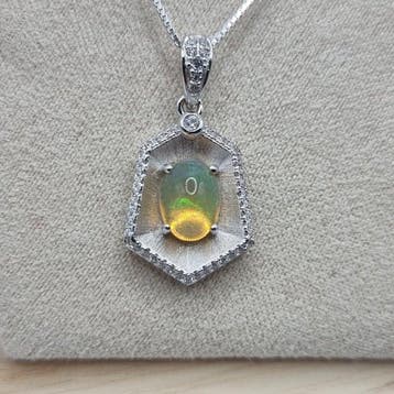 Zonder minimumprijs - Ketting met hanger Zilver - 1.00ct., Sieraden, Tassen en Uiterlijk, Antieke sieraden