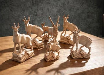 ChoralisArt - Beeld, Handgeschnitzte Chamois Statue (7) -