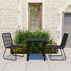vidaXL 3-delige Tuinset poly rattan en glas, 2 zitplaatsen, Nieuw, Tuinset, Verzenden