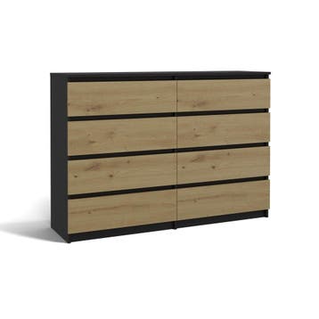 Ladekast antraciet eiken 8 lades (Slaapkamer), Huis en Inrichting, 100 tot 150 cm, 5 laden of meer, Verzenden, Nieuw