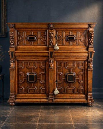 Kast - Zeeuwse Vierdeurs Kast - Eiken, Ebbenhout en diverse