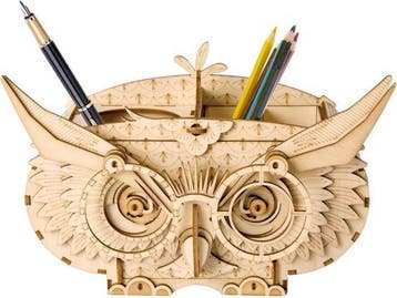 Robotime Luxe houten Pennenbak Uil Pennenhouder DIY Model..., Verzenden, Nieuw