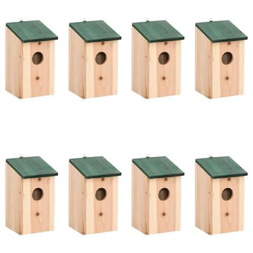 vidaXL Vogelhuisjes 8 st 12x12x22 cm hout, Verzenden, Nieuw
