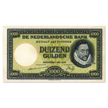 1000 Gulden Willem de Zwijger 1945 ZFr+, Verzenden