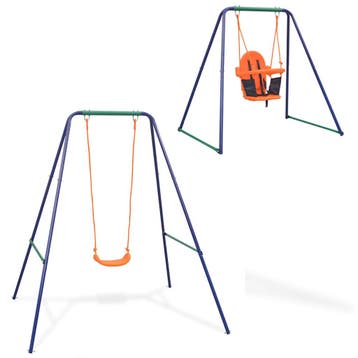 vidaXL Schommel voor peuters 2-in-1 oranje, Verzenden, Nieuw