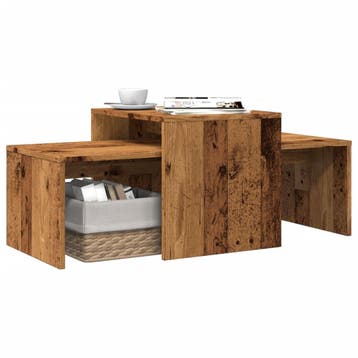 vidaXL Salontafelset 100x48x40 cm bewerkt hout oud, Huis en Inrichting, Tafels | Salontafels, Verzenden, Nieuw, Overige houtsoorten