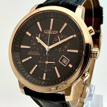 Citizen - Eco-Drive Gold-Tone Chronograph – Black Dial -, Nieuw