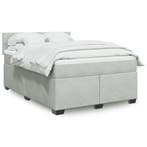 vidaXL Boxspring met matras fluweel lichtgrijs 160x200 cm, Verzenden, 200 cm, 160 cm, Nieuw
