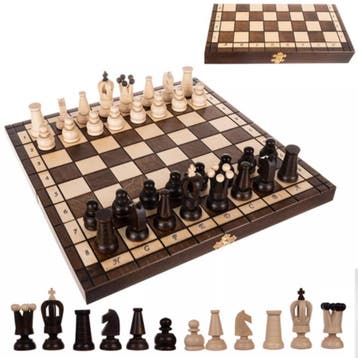 Ruhhy klassiek houten schaakset 31x31 cm – luxe opbergkoff, Ophalen of Verzenden, Nieuw