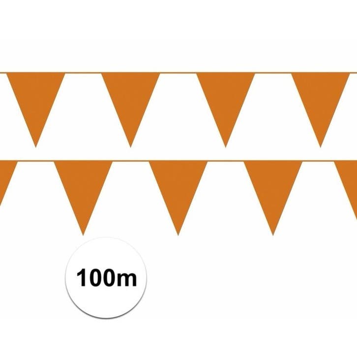 Prijsvoordeel vlaggenlijnen oranje 100 meter - Oranje stra.., Hobby en Vrije tijd, Feestartikelen, Ophalen of Verzenden