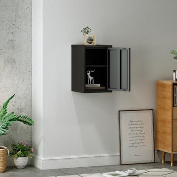 Metalen wandkast Burlöv 50x33x35 cm zwart [en.casa], Verzenden, Nieuw
