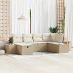 vidaXL Bankstel met kussen 6 pcs poly rattan, Verzenden, Nieuw, Rotan, 6 zitplaatsen
