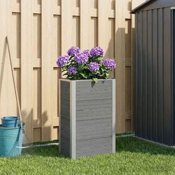 vidaXL Verhoogde plantenbak Grijs 50 x 30 x 82 cm WPC en, Tuin en Terras, Verzenden, Nieuw, Minder dan 60 cm, 60 cm of meer