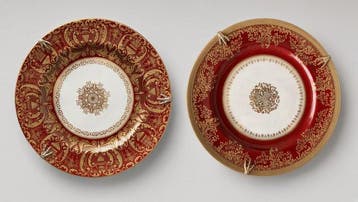 Wandbord (2) - Pair of Antique Doulton Burslem 24K