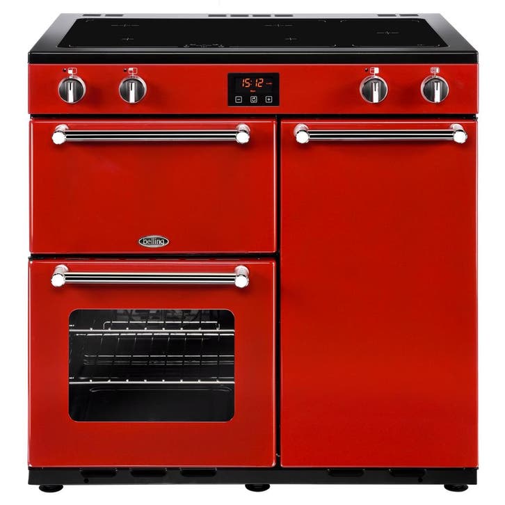 Belling Kensington 90Ei Inductie fornuis Rood2249, Witgoed en Apparatuur, Fornuizen, Nieuw, 95 cm of meer, Ophalen of Verzenden