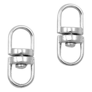 2 x RVS onderdelen sleutelhanger ovaal met draaischarnier..., Ophalen of Verzenden, Nieuw, Bedel