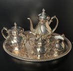 Koffie- en theeservies (5) - Verzilverd, Porselein, Metaal -