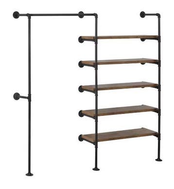 Industrieel kledingrek met planken en stalen frame 187 cm ho, Verzenden, Nieuw