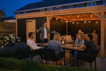 Douglas Overkapping met Schuur - 900 x 400cm - Bouwpakket, Nieuw