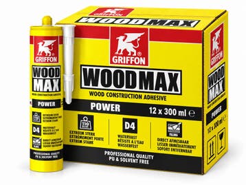 Griffon wood max power houtconstructielijm 12 stuks, 380 gr,, Doe-het-zelf en Verbouw, Verzenden, Nieuw