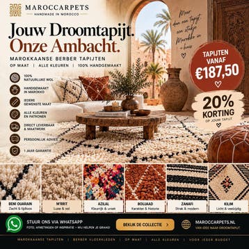 Jouw Berber Tapijt op Maat | Alle Kleuren | v.a. €187,50, Paars, Ophalen of Verzenden, 200 cm of meer, Rechthoekig