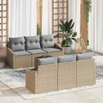 vidaXL Bankstel met kussen 7 pcs Beige en Licht Grijs poly, Verzenden, Nieuw, Rotan, 7 zitplaatsen