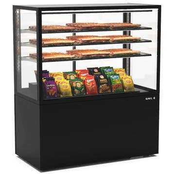 Neutrale Vitrine | INTEGRA | Zwart | 4 Niveaus | Wielen, Verzenden, Nieuw in verpakking